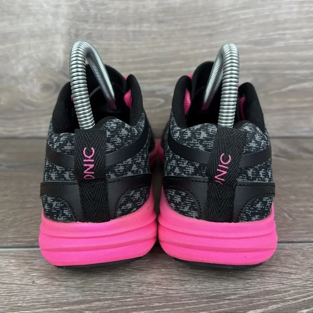 Vionic 335Python Women's Sz 7M Black Pink Low Top Lace Up Walking Sneakers